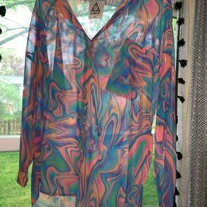 UNIF sheer tie dye blouse size xs